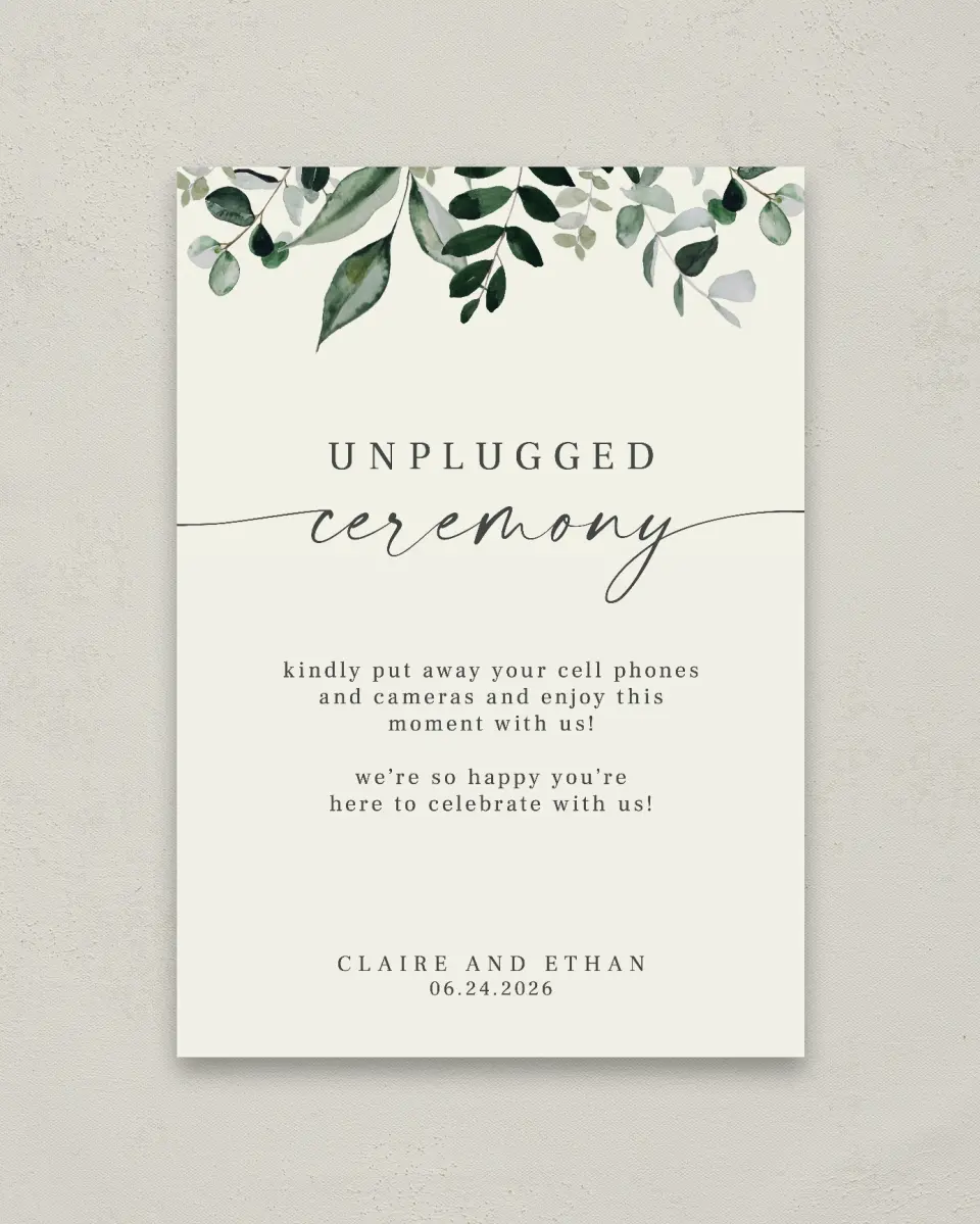 This is a 20" x 28" Unplugged Sign called Eucalyptus Greenery printed in full color