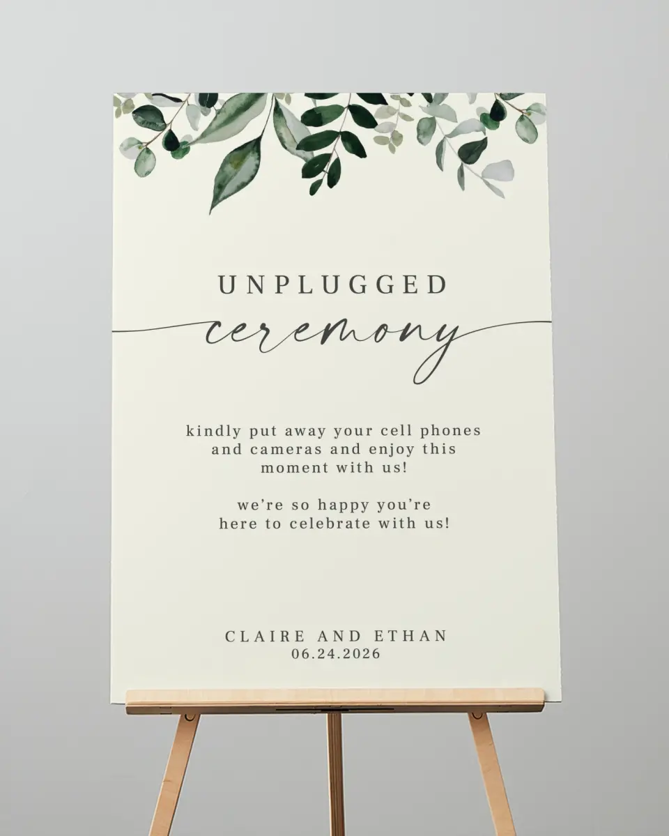 This is a 20" x 28" Unplugged Sign called Eucalyptus Greenery printed in full color