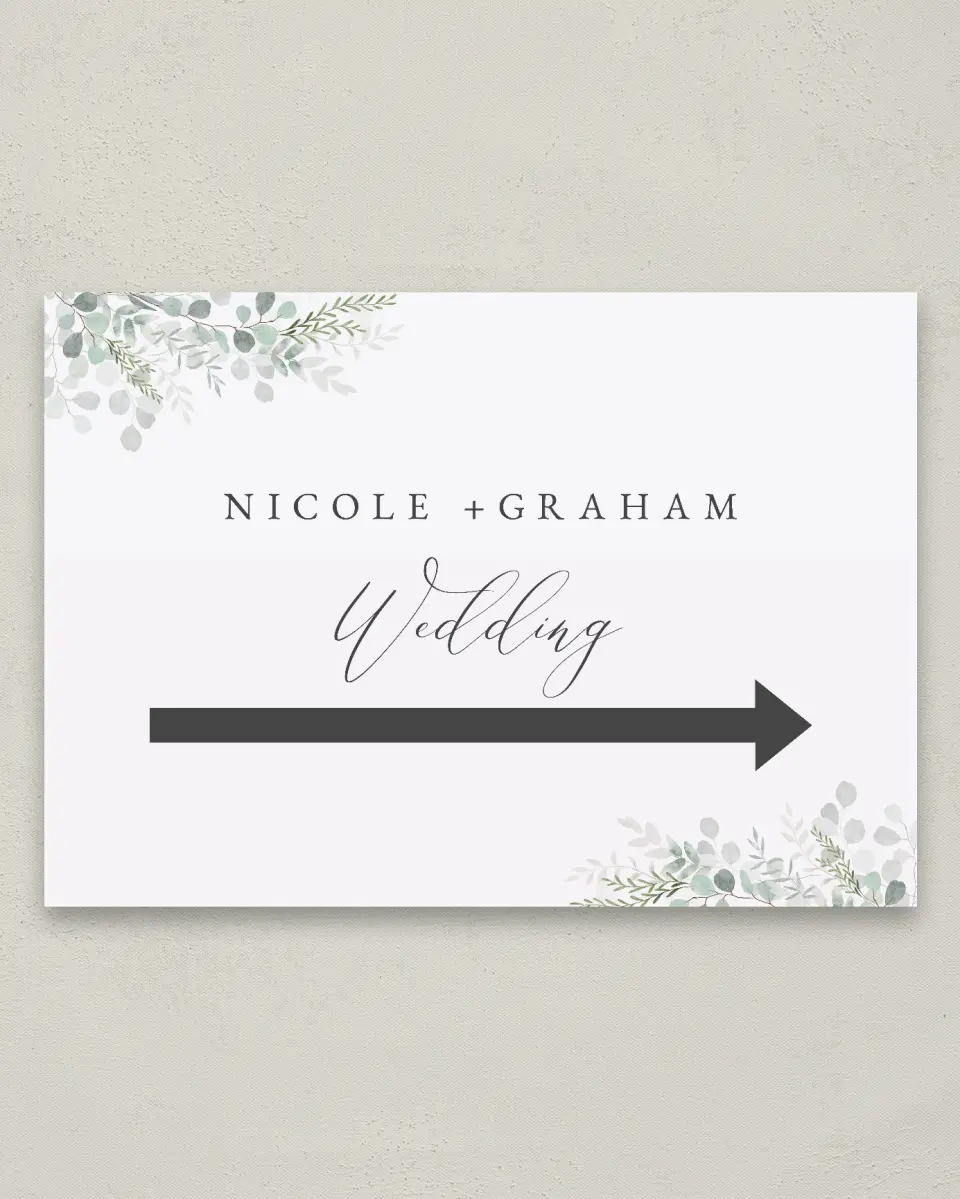 This is a 20" x 28" Direction Sign called Elegant Greenery printed in full color