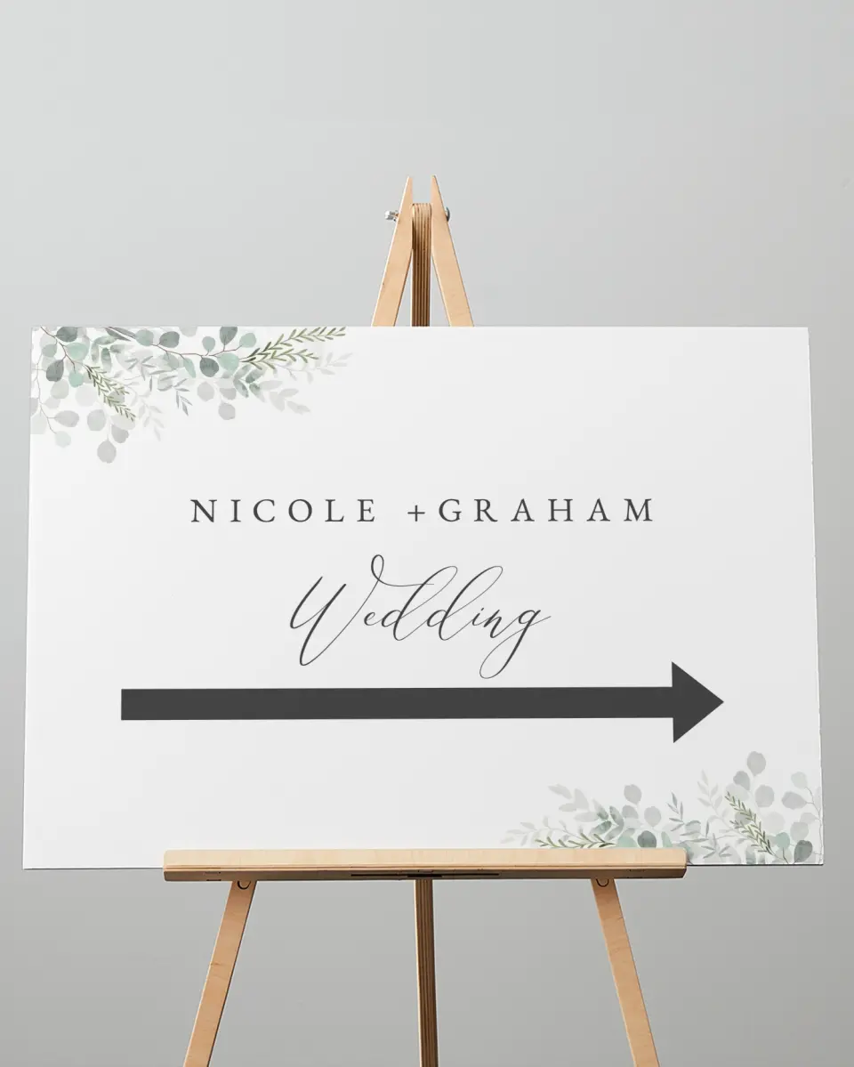 This is a 20" x 28" Direction Sign called Elegant Greenery printed in full color