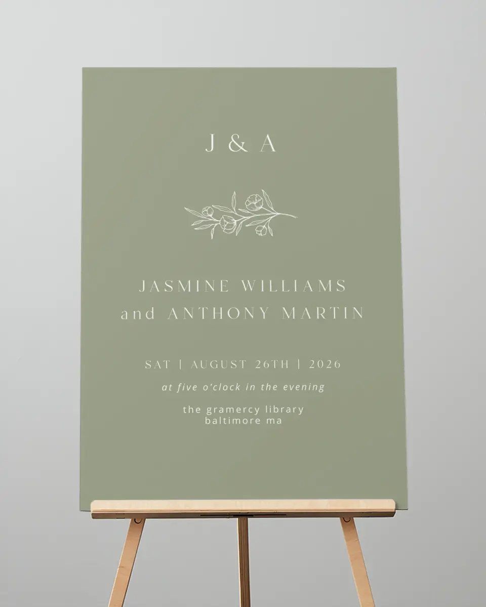 This is a 20" x 28" Welcome Sign called The Jasmine printed in full color