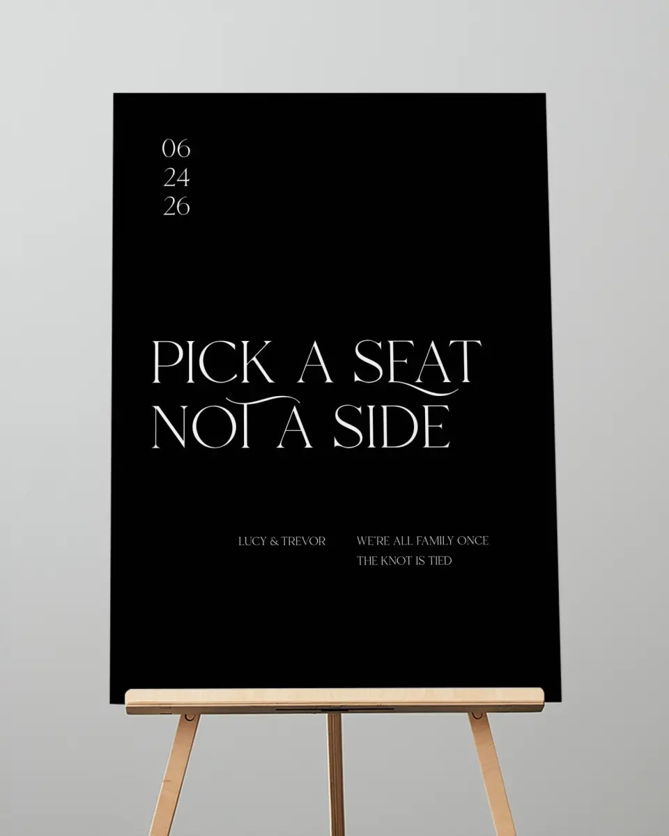 This is a 20" x 28" Pick a Seat Sign called The Lucy printed in full color
