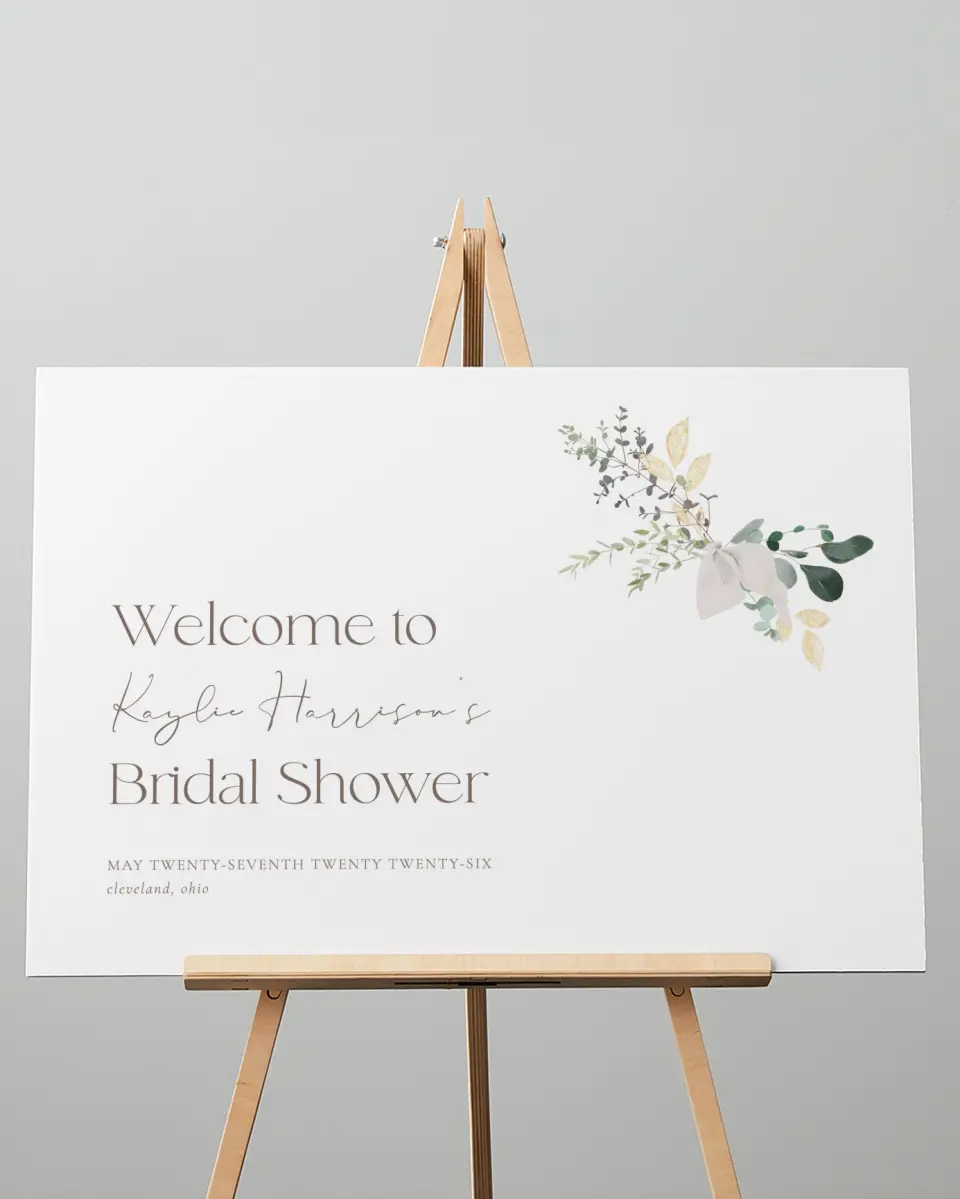 This is a 20" x 28" Welcome Sign called Botanical Bow printed in full color