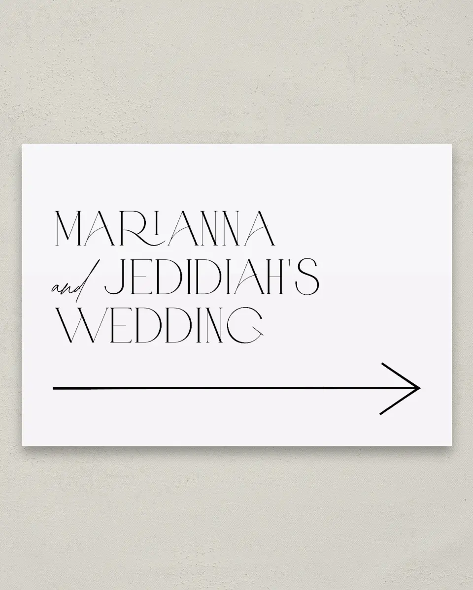 This is a 20" x 28" Direction Sign called Blissful Vows printed in full color