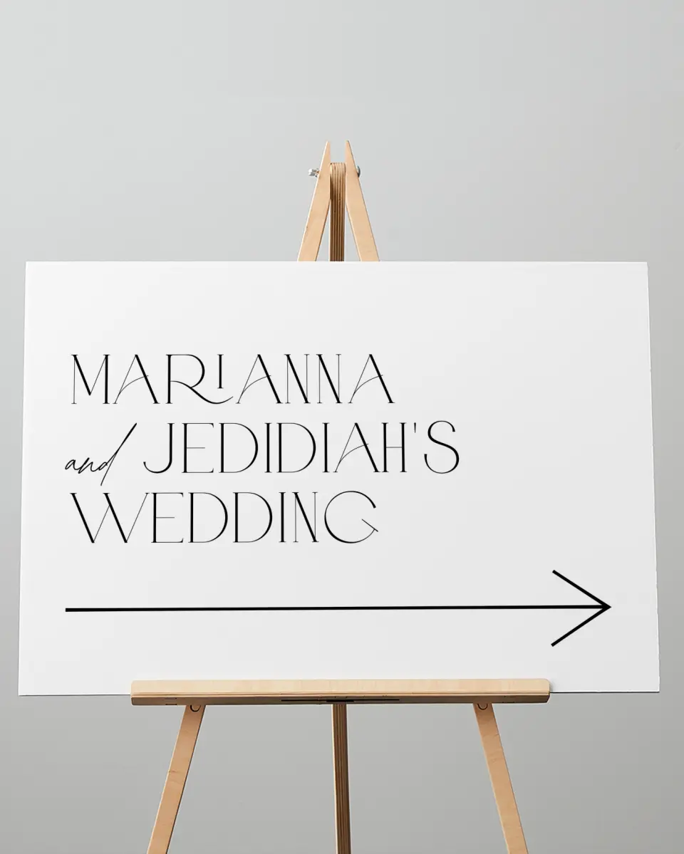 This is a 20" x 28" Direction Sign called Blissful Vows printed in full color