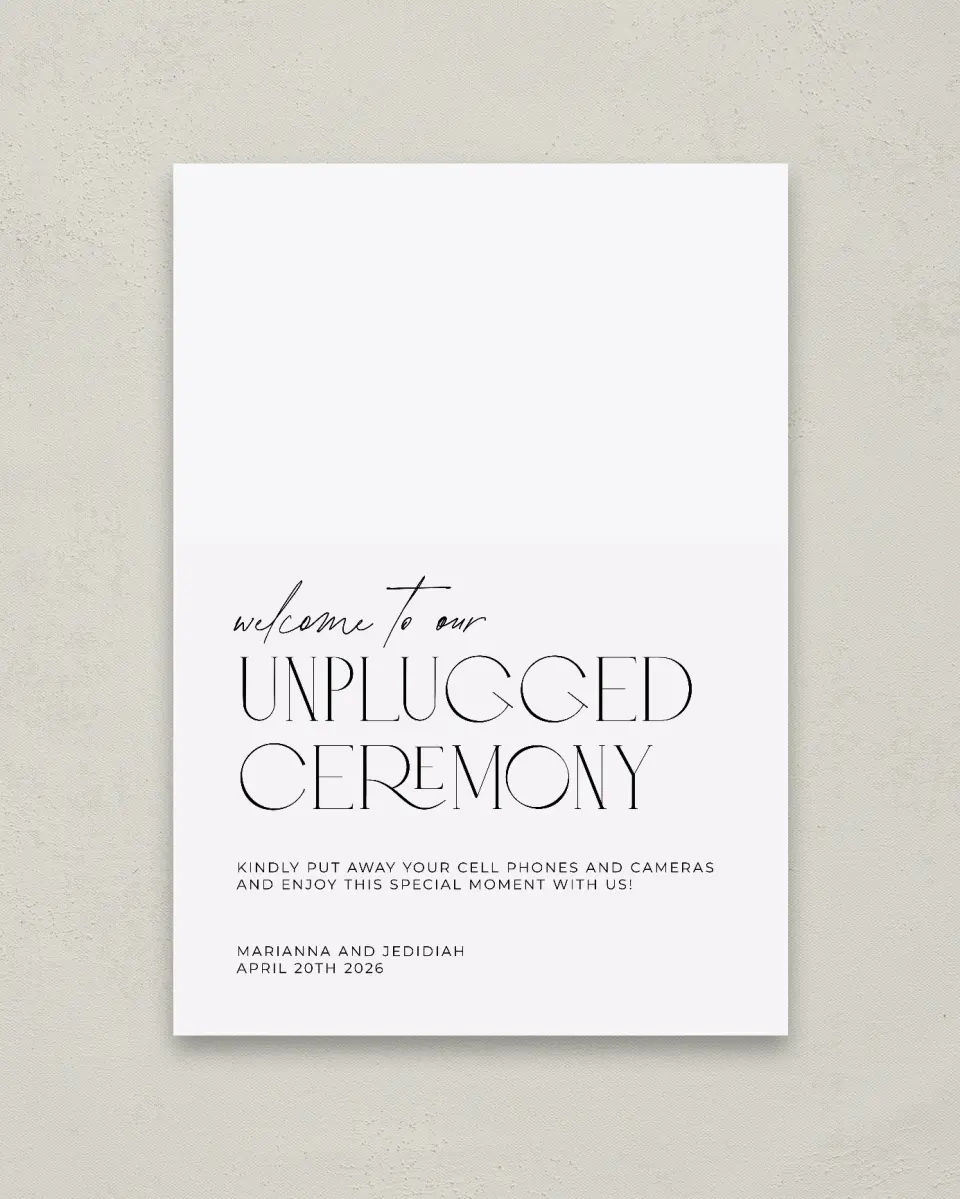 This is a 20" x 28" Unplugged Sign called Blissful Vows printed in full color