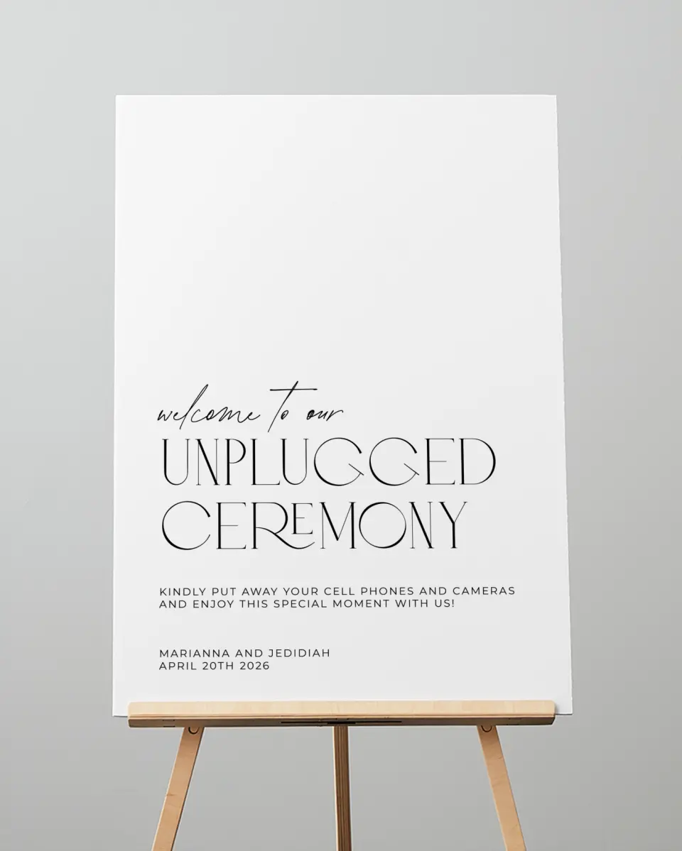 This is a 20" x 28" Unplugged Sign called Blissful Vows printed in full color