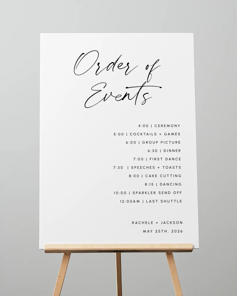 This is a 20" x 28" Schedule Sign called Modern Simplicity printed in full color