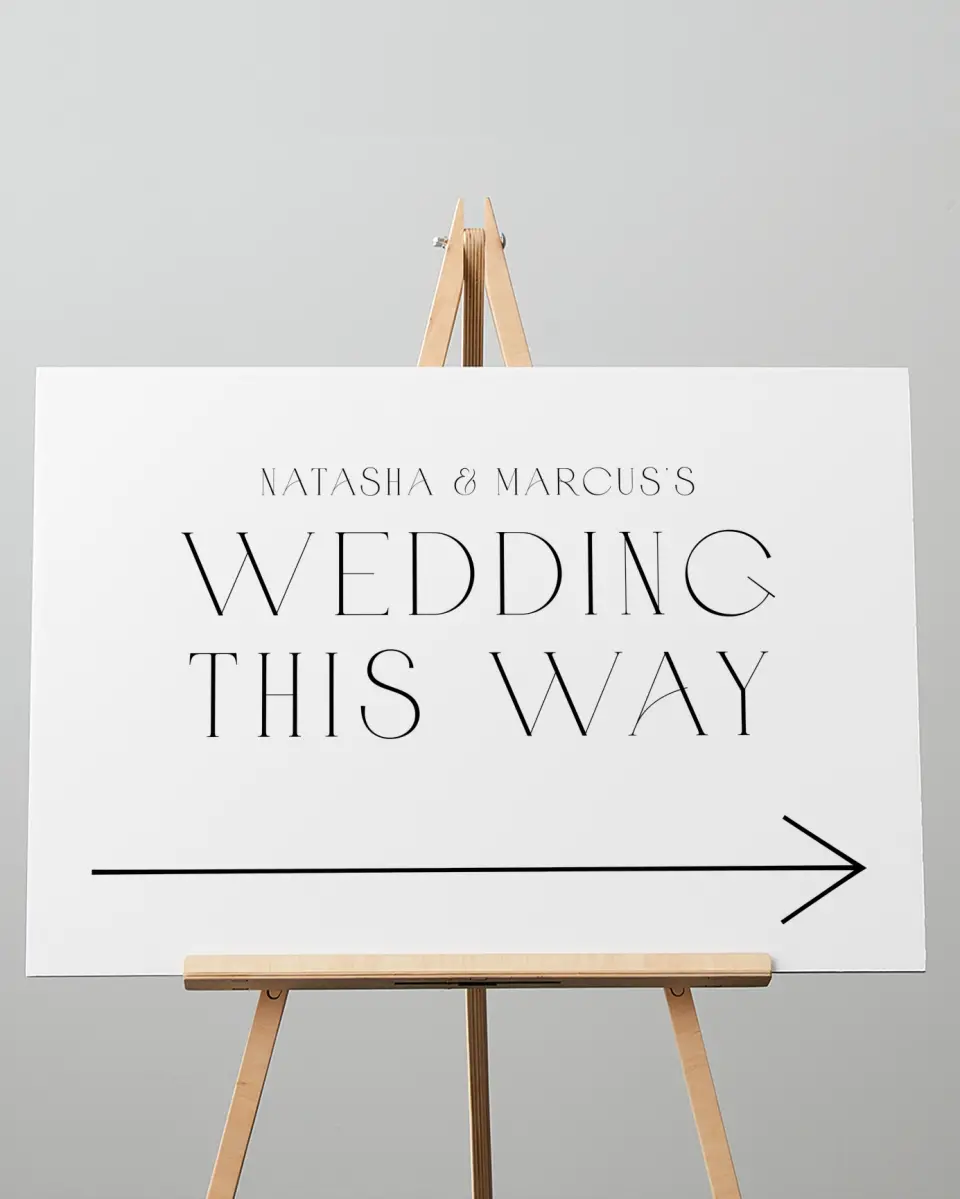 This is a 20" x 28" Direction Sign called Understated Elegance printed in full color