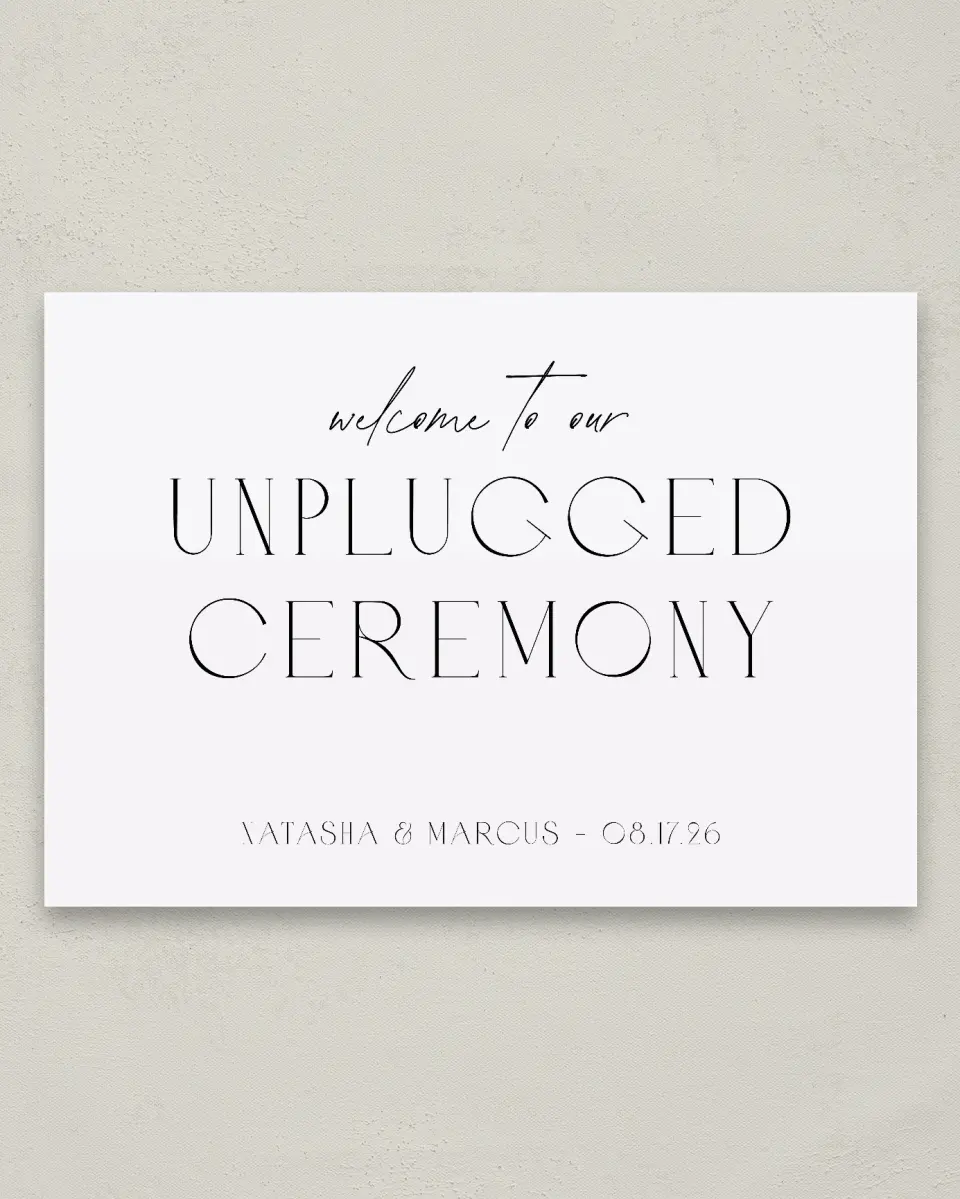 This is a 20" x 28" Unplugged Sign called Understated Elegance printed in full color