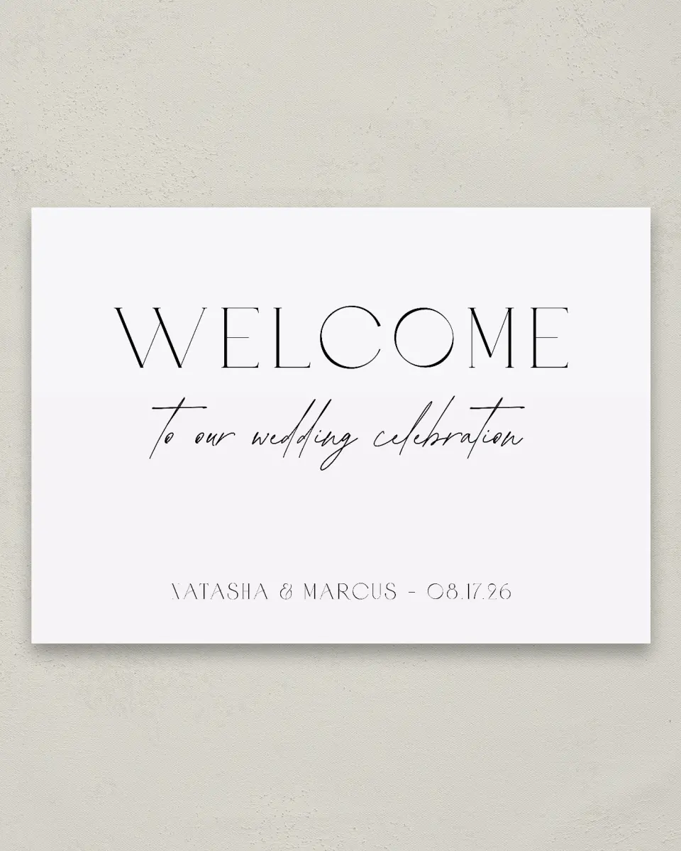 This is a 20" x 28" Welcome Sign called Understated Elegance printed in full color