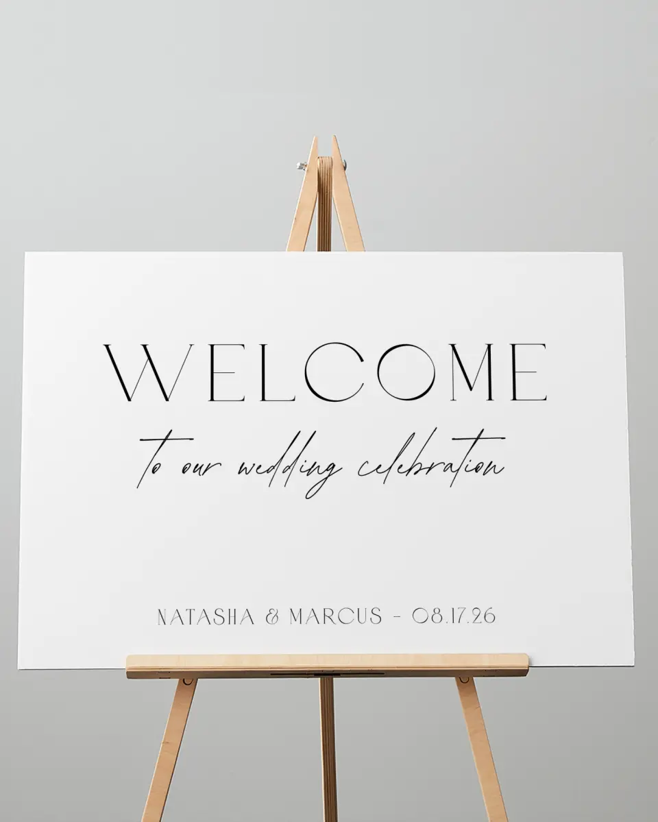 This is a 20" x 28" Welcome Sign called Understated Elegance printed in full color