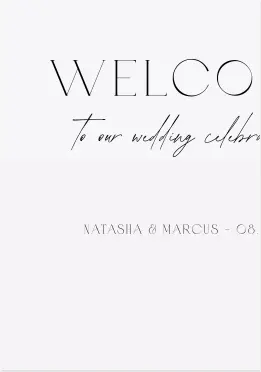 This is a 20" x 28" Welcome Sign called Understated Elegance printed in full color