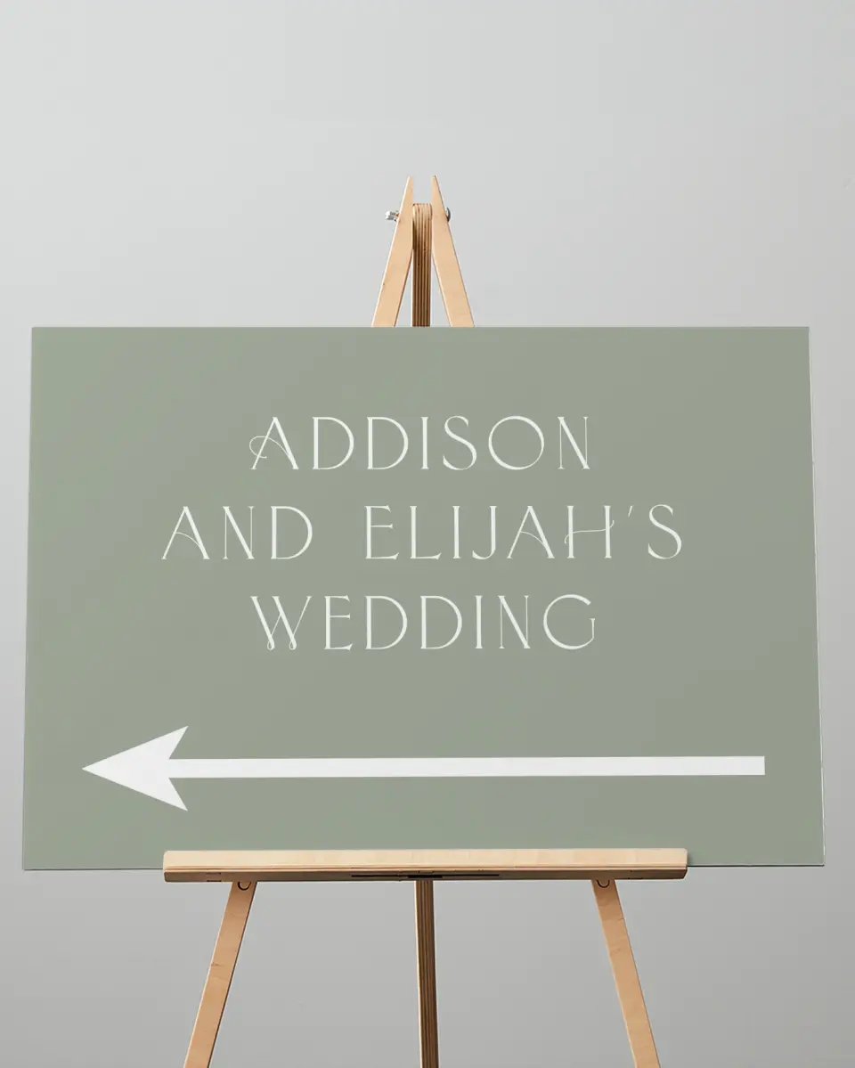 This is a 20" x 28" Direction Sign called Modern Monogram printed in full color
