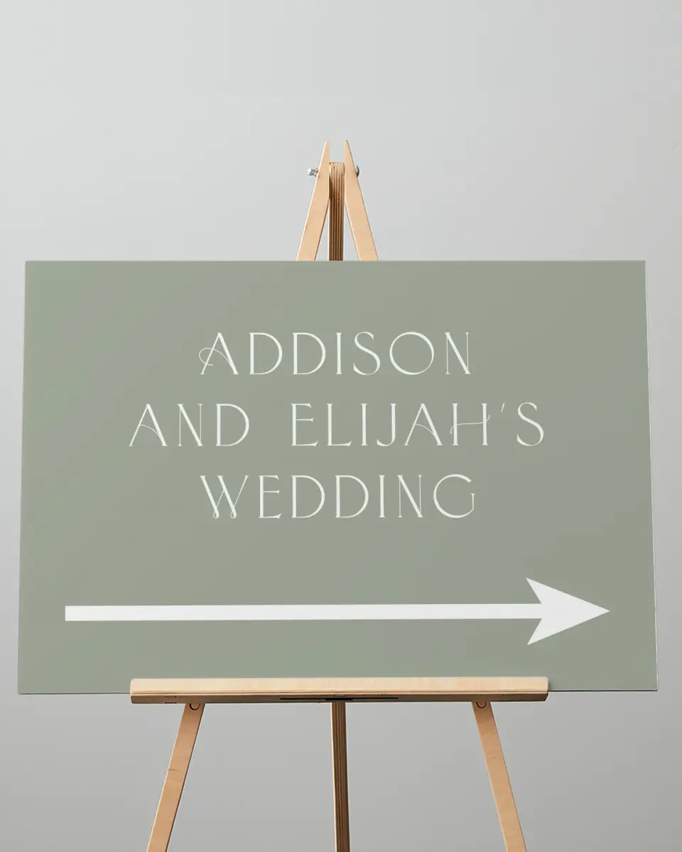 This is a 20" x 28" Direction Sign called Modern Monogram printed in full color