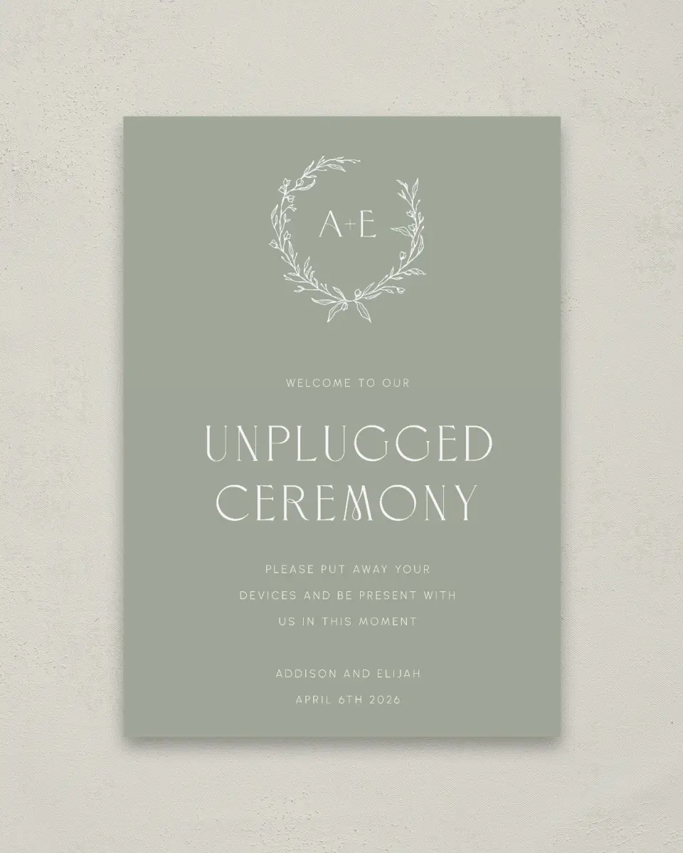 This is a 20" x 28" Unplugged Sign called Modern Monogram printed in full color