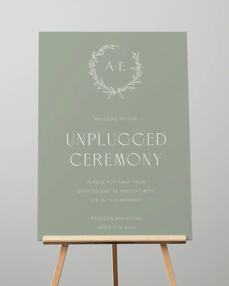 This is a 20" x 28" Unplugged Sign called Modern Monogram printed in full color