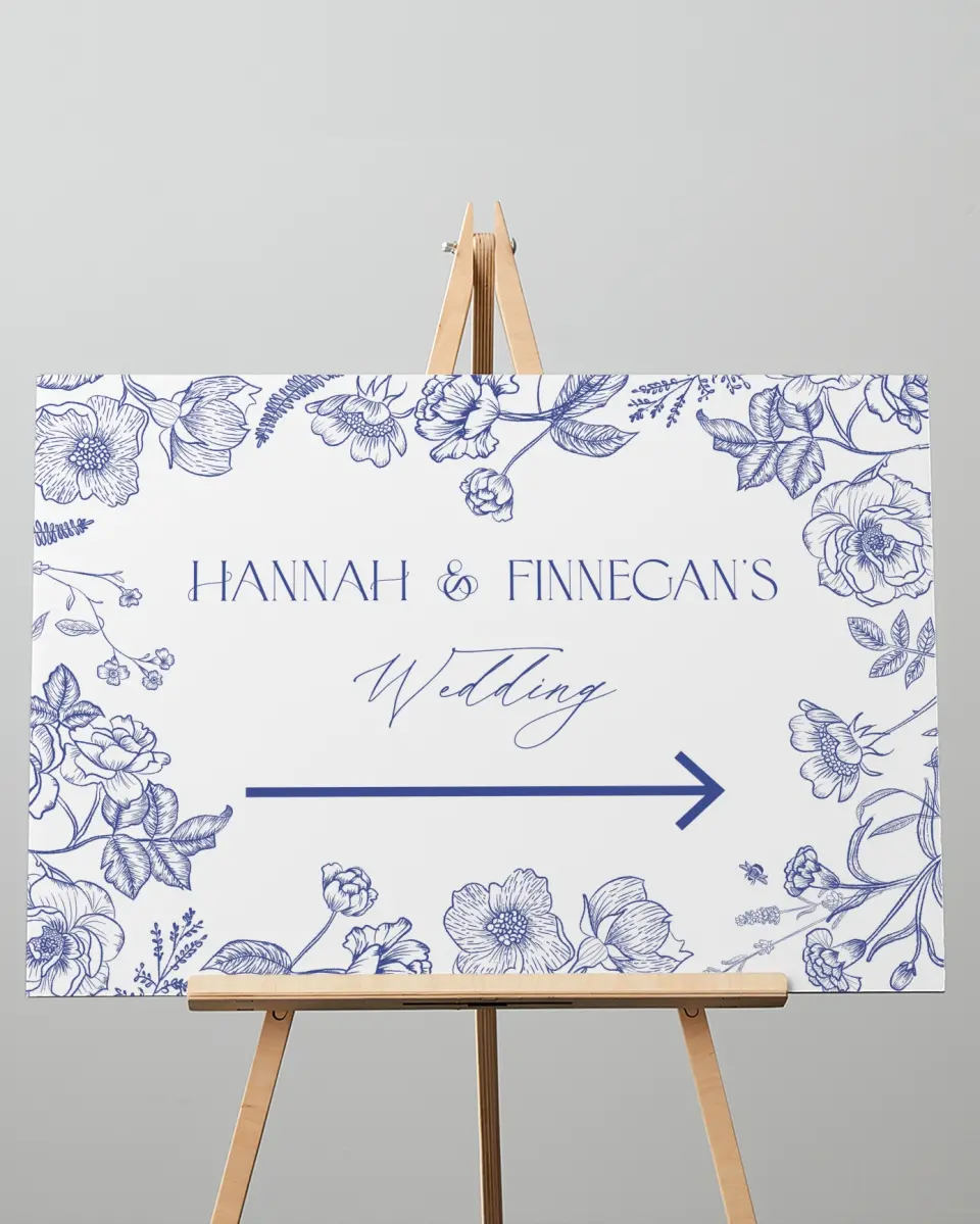 This is a 20" x 28" Direction Sign called Modern Chinoiserie printed in full color