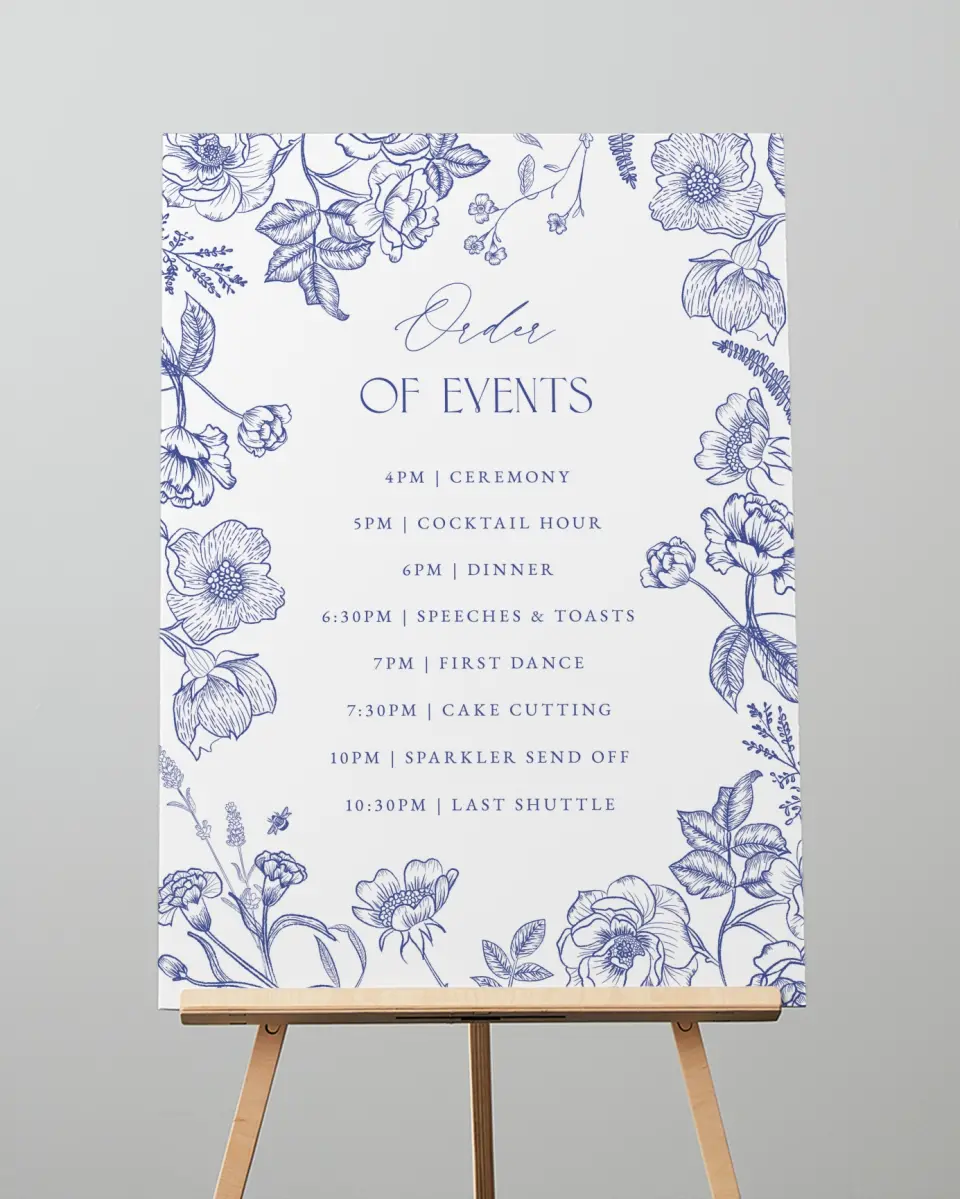 This is a 20" x 28" Schedule Sign called Modern Chinoiserie printed in full color