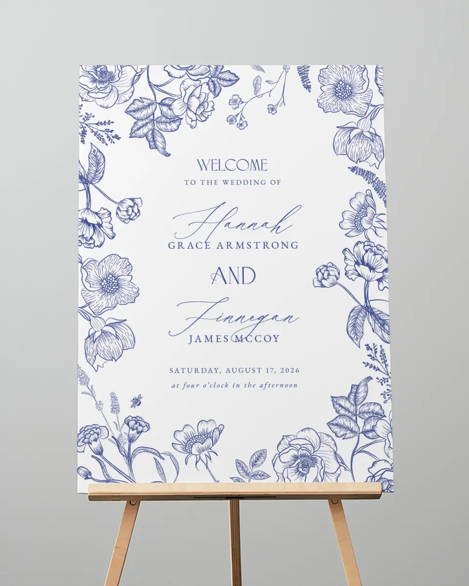 This is a 20" x 28" Welcome Sign called Modern Chinoiserie printed in full color
