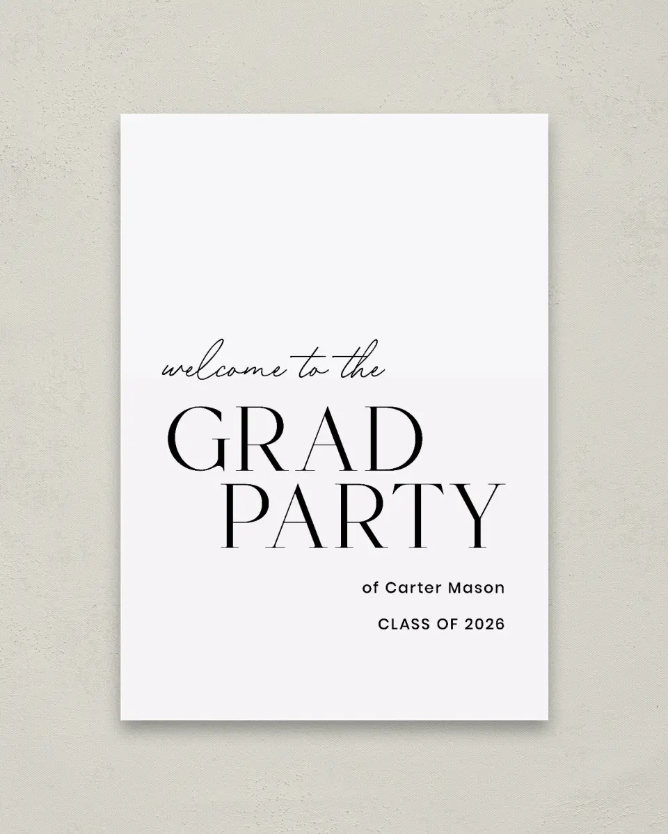 This is a 20" x 28" Welcome Grad Sign called Classy Cool Grad printed in full color