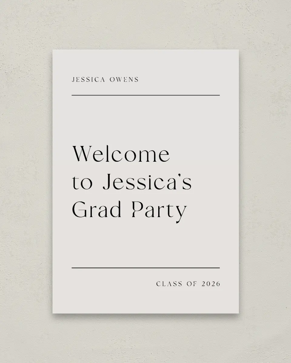 This is a 20" x 28" Welcome Grad Sign called Start of Something New printed in full color
