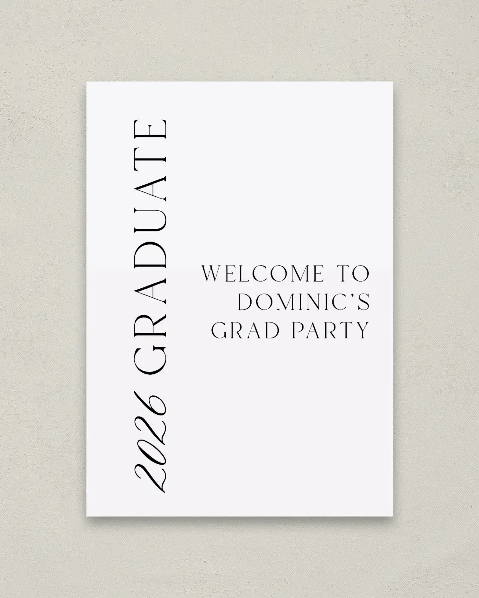 This is a 20" x 28" Welcome Grad Sign called Sophisticated Senior printed in full color