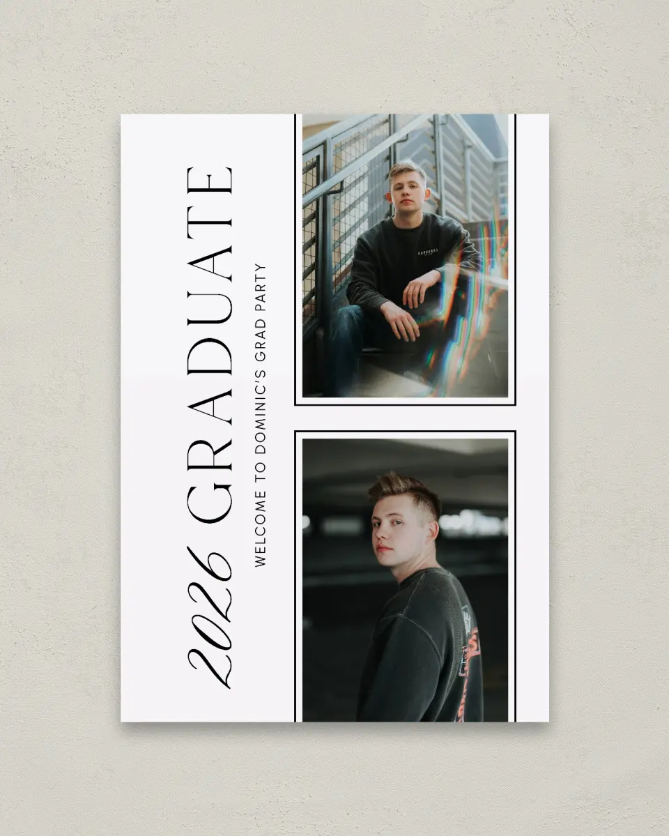This is a 20" x 28" Welcome Grad Sign called Classy Cool Grad printed in full color