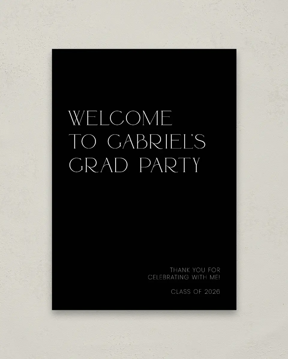 This is a 20" x 28" Welcome Grad Sign called Starting Fresh printed in full color