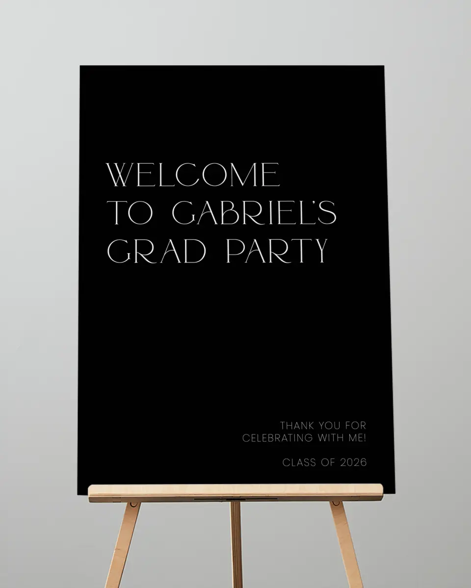 This is a 20" x 28" Welcome Grad Sign called Starting Fresh printed in full color