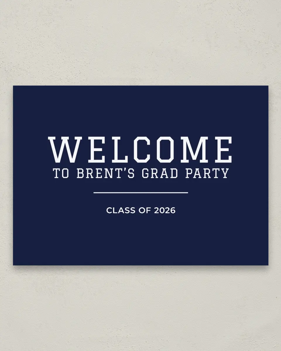 This is a 20" x 28" Welcome Grad Sign called Classic Celebration printed in full color