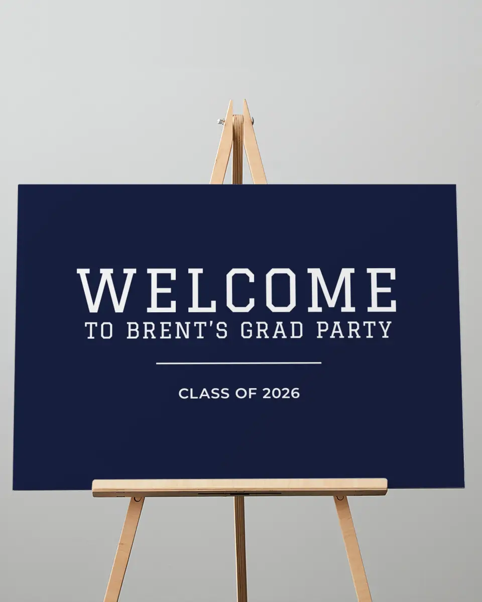 This is a 20" x 28" Welcome Grad Sign called Classic Celebration printed in full color