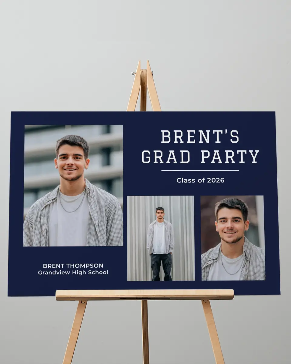 This is a 20" x 28" Welcome Grad Sign called Classic Celebration printed in full color