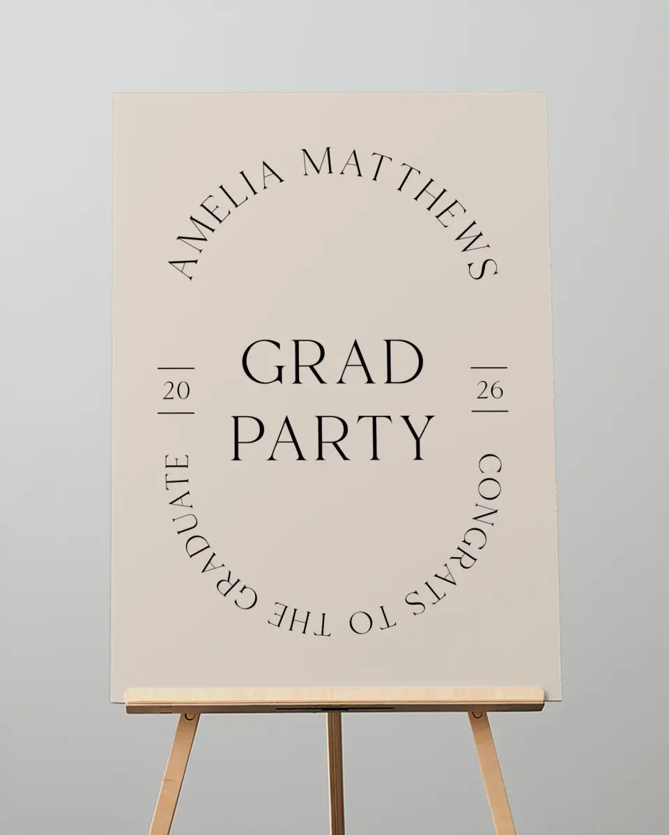 This is a 20" x 28" Welcome Grad Sign called Time To Shine printed in full color