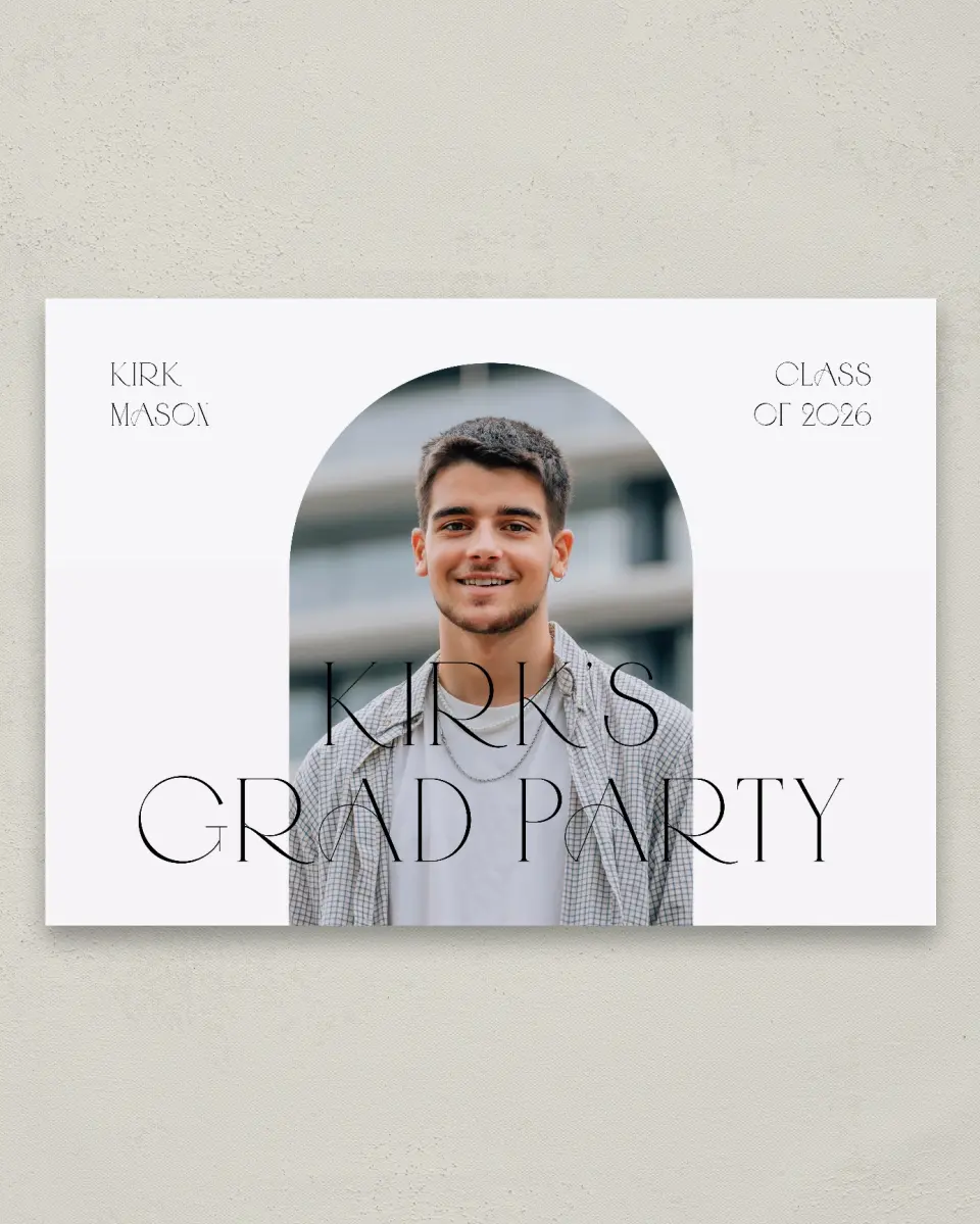 This is a 20" x 28" Welcome Grad Sign called Milestones and Memories printed in full color