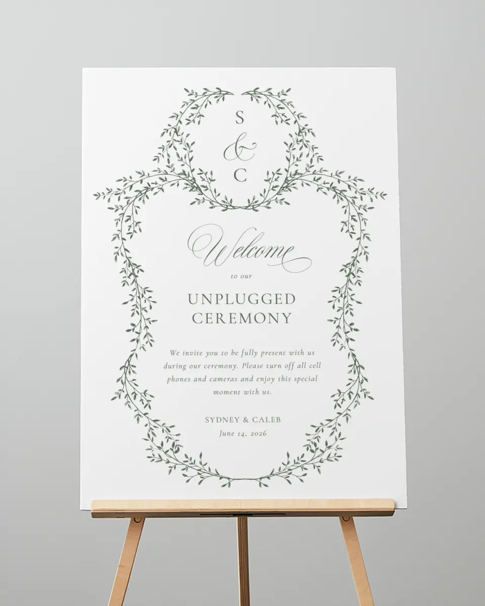 This is a 20" x 28" Unplugged Sign called Elegant Frame printed in full color