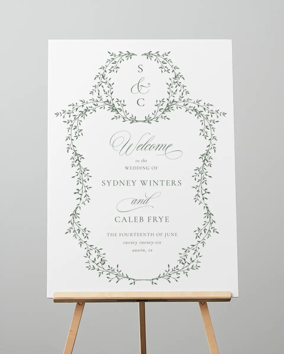 This is a 20" x 28" Welcome Sign called Elegant Frame printed in full color