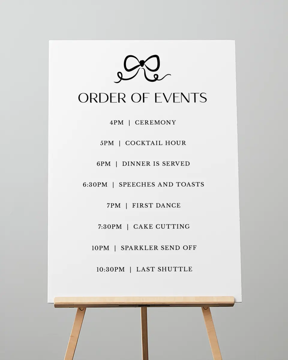 This is a 20" x 28" Schedule Sign called The Madison printed in full color