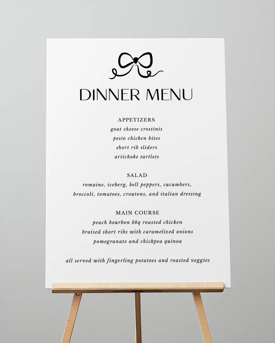 This is a 20" x 28" Menu Sign called The Madison printed in full color
