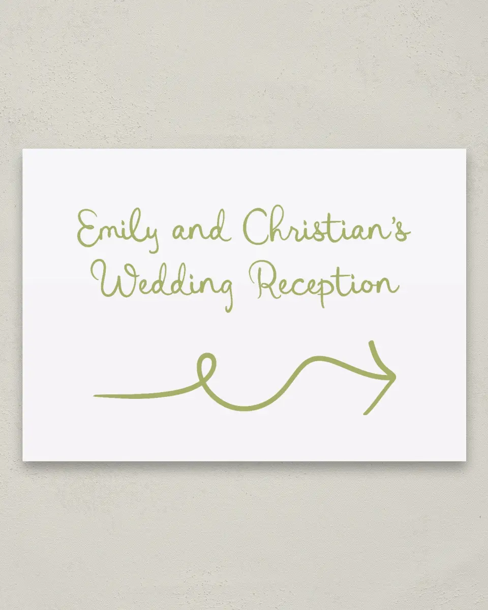 This is a 20" x 28" Direction Sign called Wedding Whimsy printed in full color