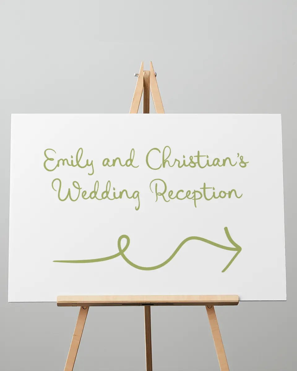 This is a 20" x 28" Direction Sign called Wedding Whimsy printed in full color