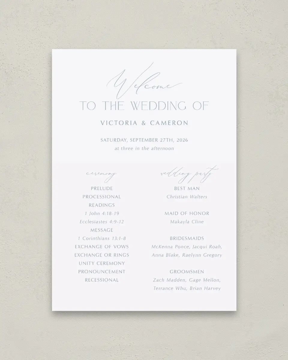 This is a 20" x 28" Ceremony Sign called The Victoria printed in full color