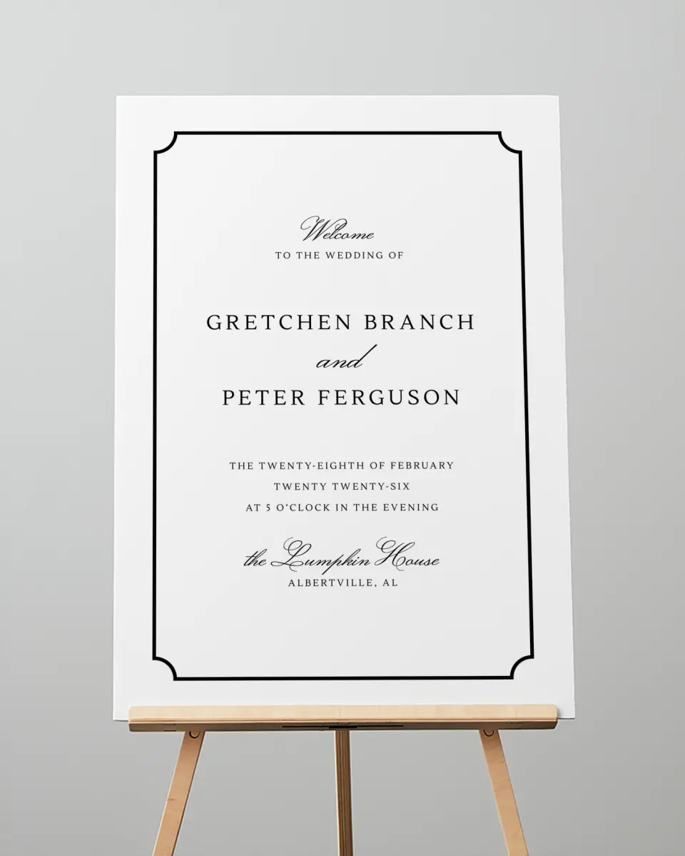 This is a 20" x 28" Welcome Sign called Elegant Tradition printed in full color