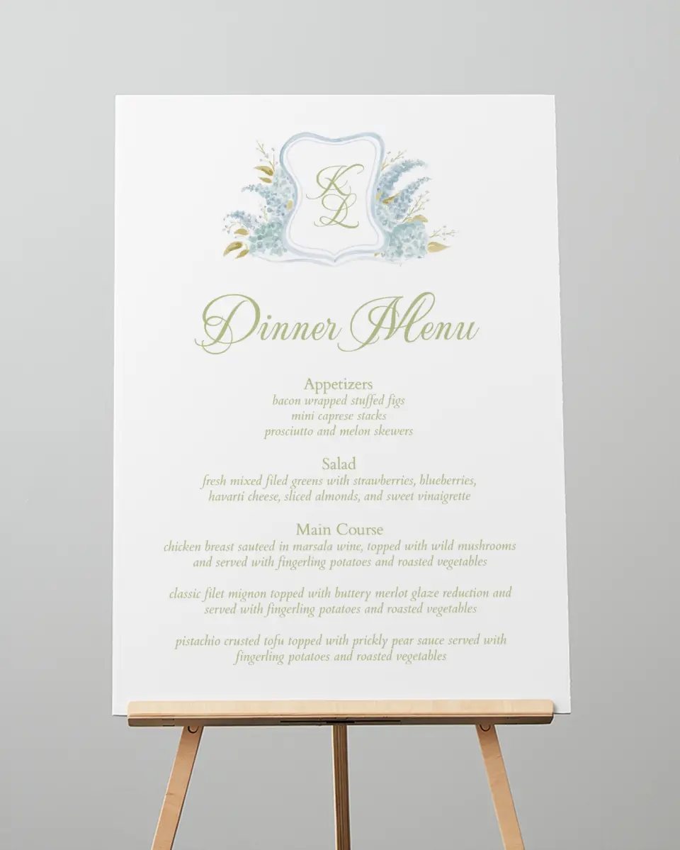 This is a 20" x 28" Menu Sign called Southern Belle printed in full color