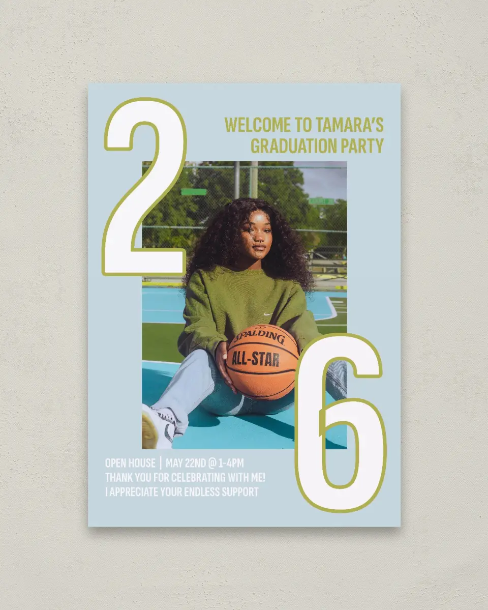 This is a 20" x 28" Welcome Grad Sign called Big Grad Energy printed in full color