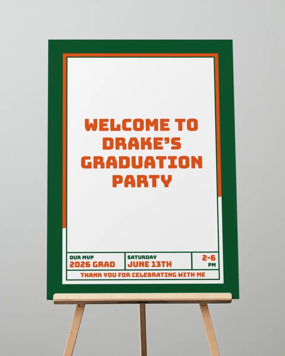 This is a 20" x 28" Welcome Grad Sign called MVP Grad printed in full color