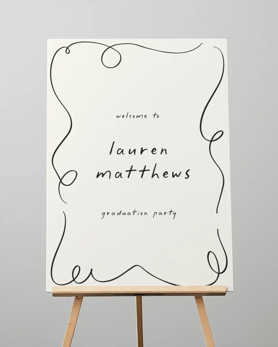 This is a 20" x 28" Welcome Grad Sign called Free to be printed in full color with Silver foil