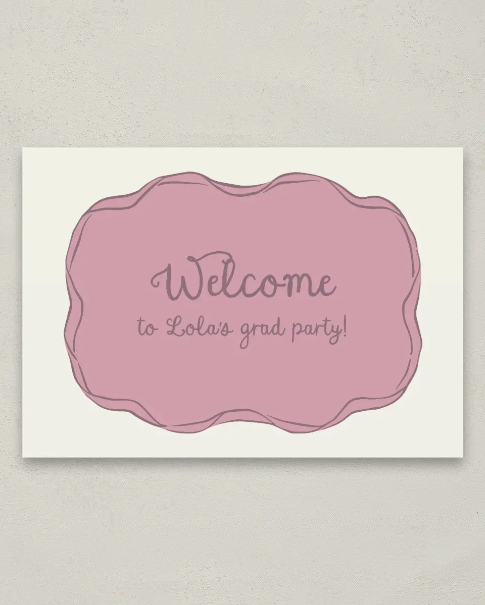 This is a 20" x 28" Welcome Grad Sign called Wrapped in Success printed in full color