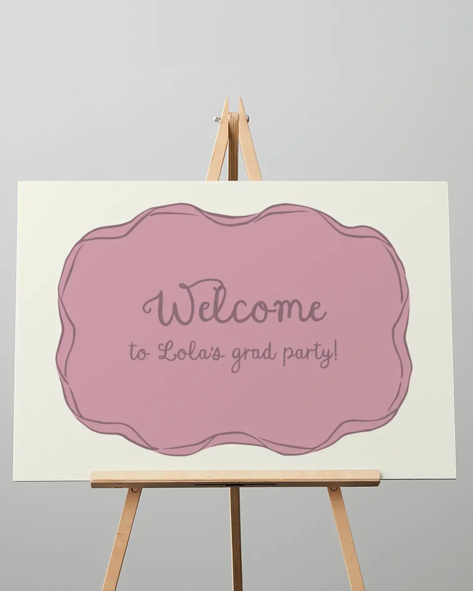 This is a 20" x 28" Welcome Grad Sign called Wrapped in Success printed in full color
