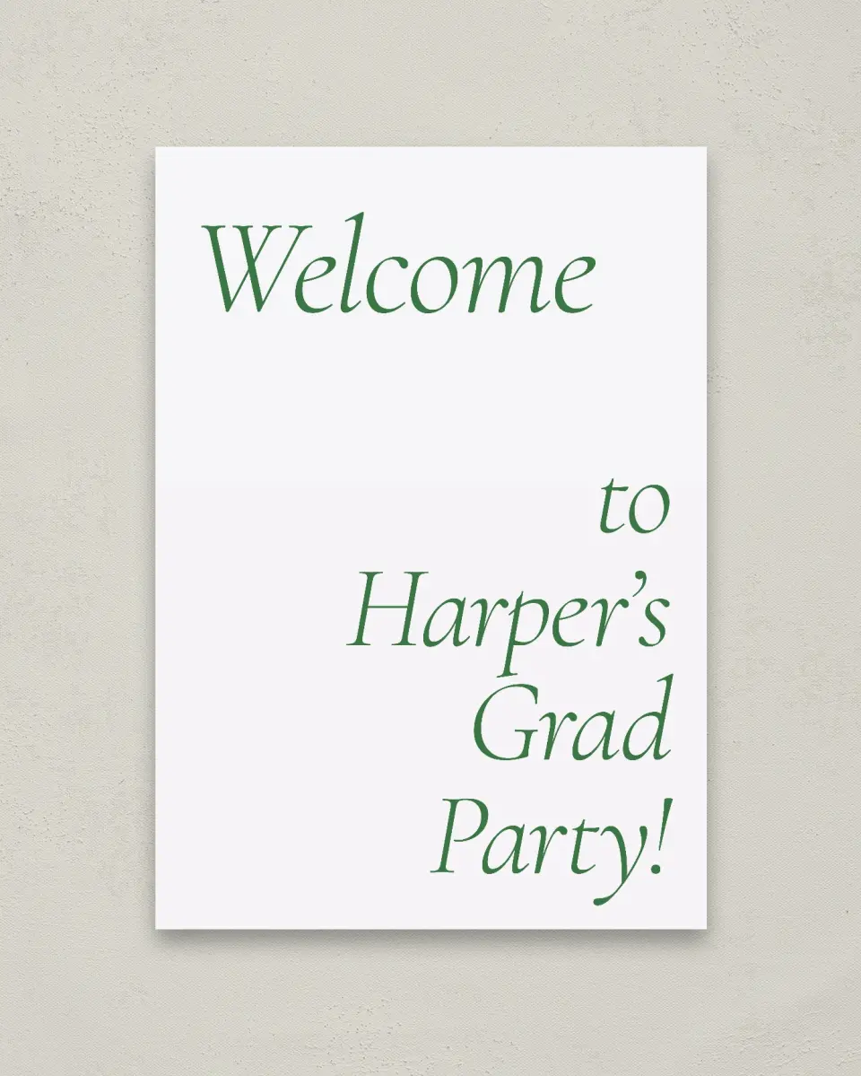 This is a 20" x 28" Welcome Grad Sign called Our Grad printed in full color